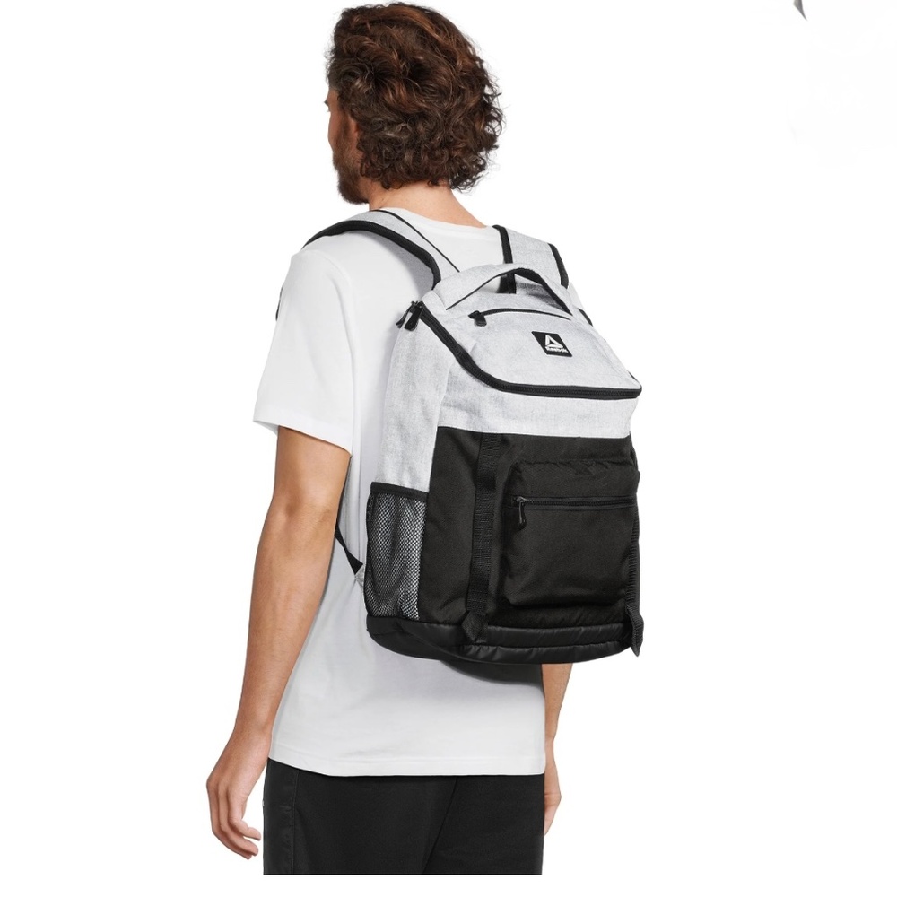 Reebok Bobbie Top Loader Backpack Gray Black Laptop School Travel Bag - Picture 2 of 11